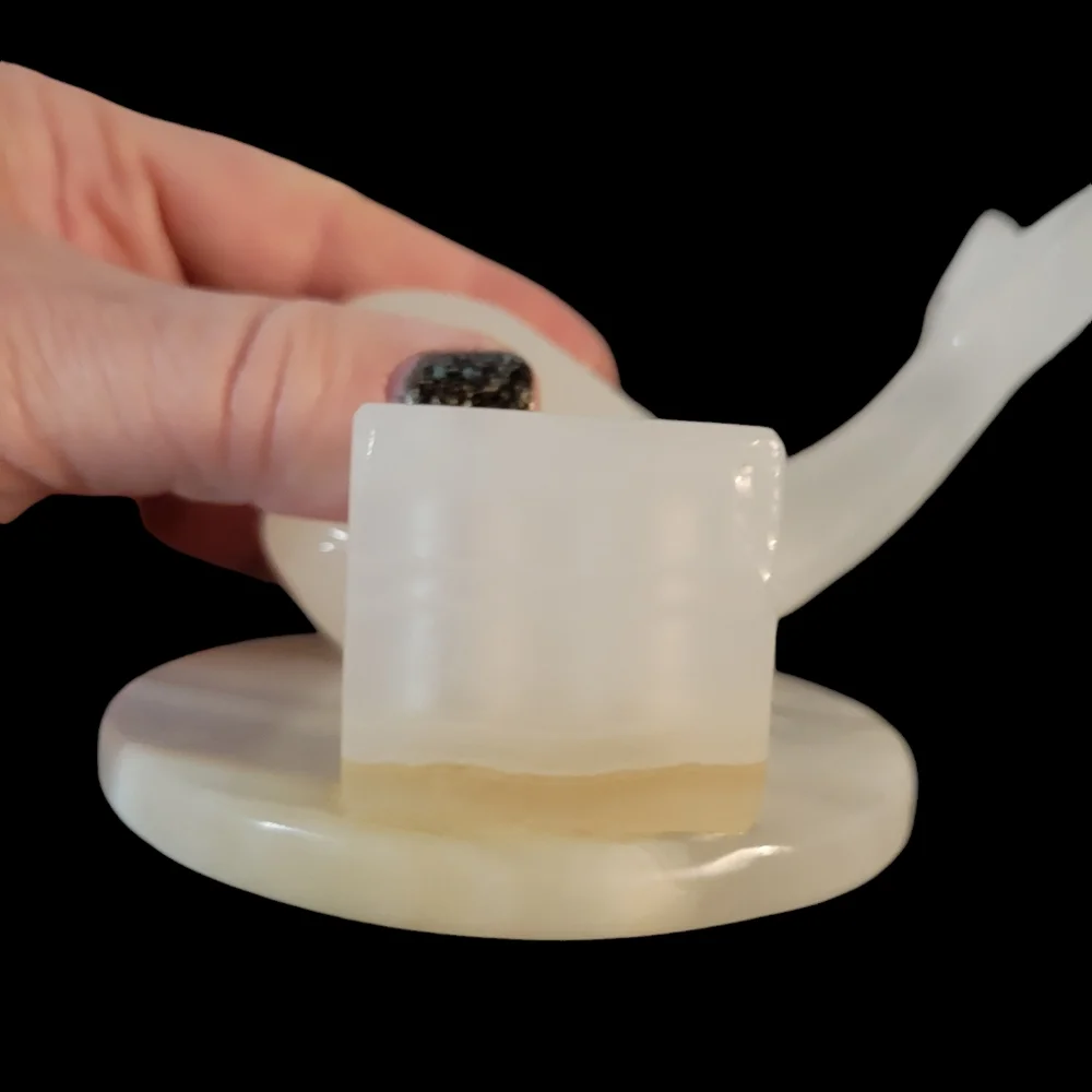 Vintage Marble Carved Whale Pencil Holder